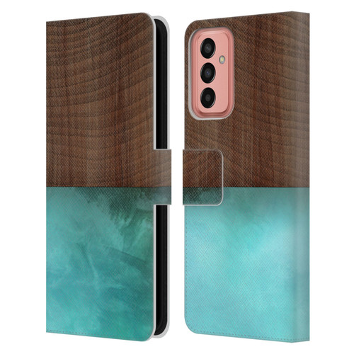 Alyn Spiller Wood & Resin Blocking Leather Book Wallet Case Cover For Samsung Galaxy M13 (2022)