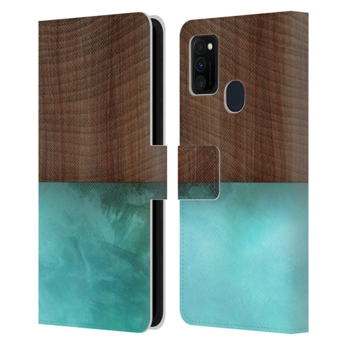 Alyn Spiller Wood & Resin Blocking Leather Book Wallet Case Cover For Samsung Galaxy M30s (2019)/M21 (2020)