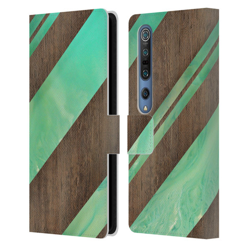 Alyn Spiller Wood & Resin Diagonal Stripes Leather Book Wallet Case Cover For Xiaomi Mi 10 5G / Mi 10 Pro 5G