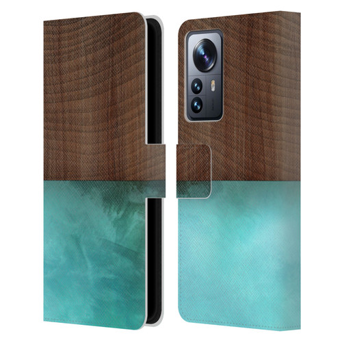 Alyn Spiller Wood & Resin Blocking Leather Book Wallet Case Cover For Xiaomi 12 Pro