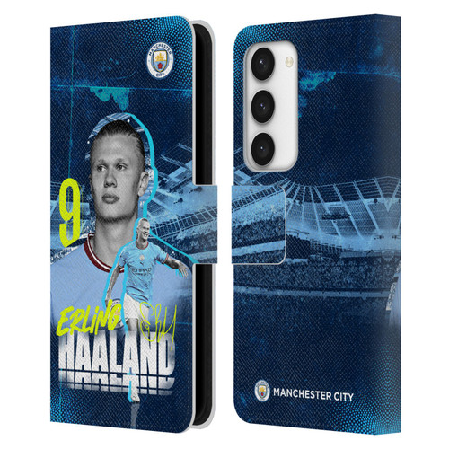 Manchester City Man City FC 2022/23 First Team Erling Haaland Leather Book Wallet Case Cover For Samsung Galaxy S23 5G