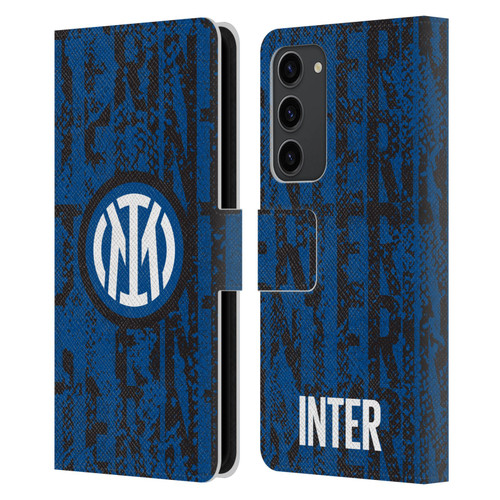 Fc Internazionale Milano Patterns Snake Wordmark Leather Book Wallet Case Cover For Samsung Galaxy S23+ 5G