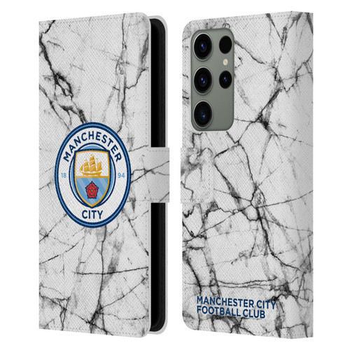 Manchester City Man City FC Marble Badge Full Colour Leather Book Wallet Case Cover For Samsung Galaxy S23 Ultra 5G