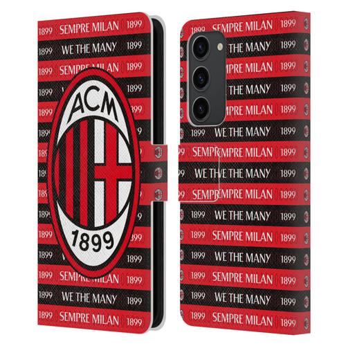 AC Milan Art Sempre Milan 1899 Leather Book Wallet Case Cover For Samsung Galaxy S23+ 5G