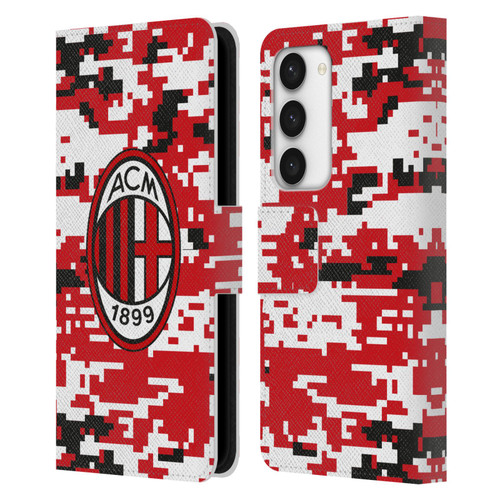 AC Milan Crest Patterns Digital Camouflage Leather Book Wallet Case Cover For Samsung Galaxy S23 5G