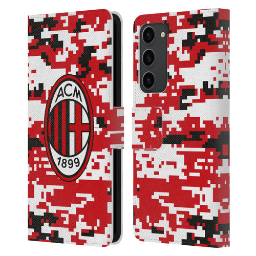 AC Milan Crest Patterns Digital Camouflage Leather Book Wallet Case Cover For Samsung Galaxy S23+ 5G