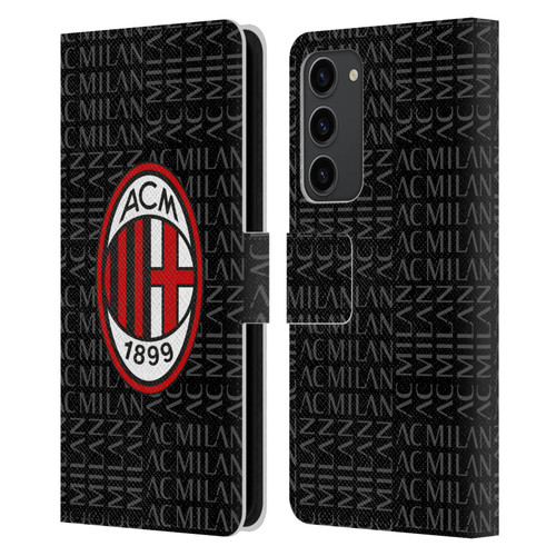 AC Milan Crest Patterns Red And Grey Leather Book Wallet Case Cover For Samsung Galaxy S23+ 5G