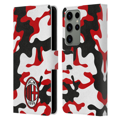 AC Milan Crest Patterns Camouflage Leather Book Wallet Case Cover For Samsung Galaxy S23 Ultra 5G