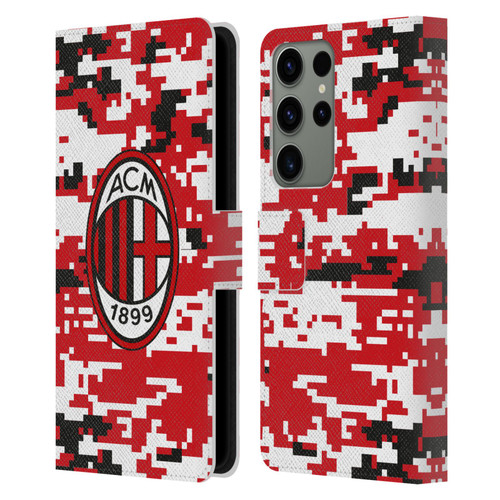 AC Milan Crest Patterns Digital Camouflage Leather Book Wallet Case Cover For Samsung Galaxy S23 Ultra 5G