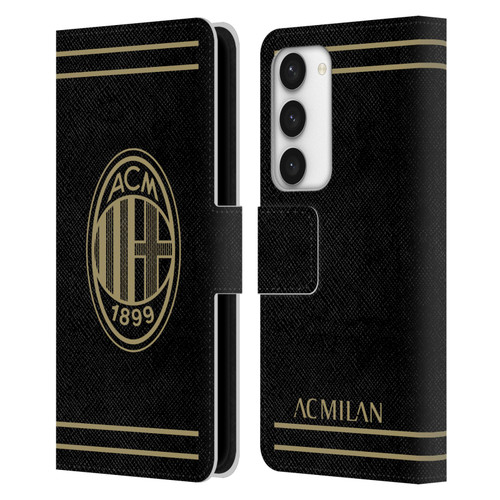 AC Milan Crest Black And Gold Leather Book Wallet Case Cover For Samsung Galaxy S23 5G