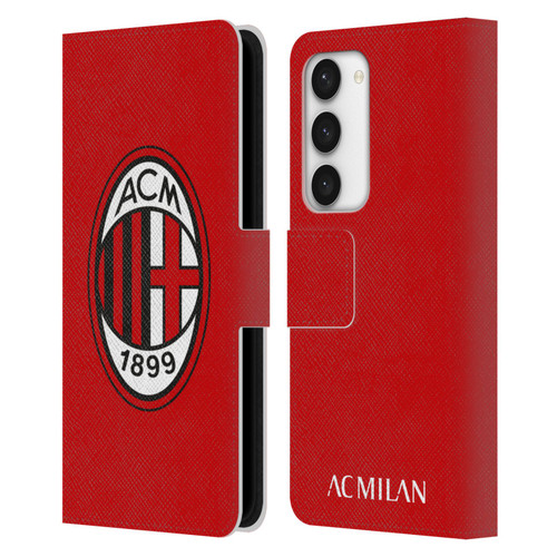 AC Milan Crest Full Colour Red Leather Book Wallet Case Cover For Samsung Galaxy S23 5G