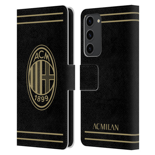 AC Milan Crest Black And Gold Leather Book Wallet Case Cover For Samsung Galaxy S23+ 5G