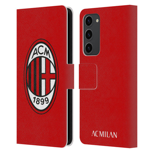 AC Milan Crest Full Colour Red Leather Book Wallet Case Cover For Samsung Galaxy S23+ 5G