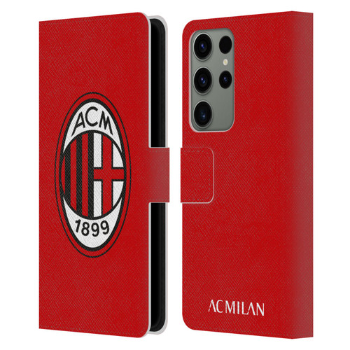 AC Milan Crest Full Colour Red Leather Book Wallet Case Cover For Samsung Galaxy S23 Ultra 5G