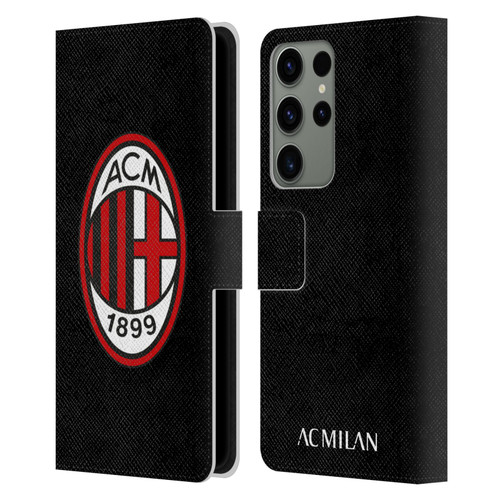 AC Milan Crest Full Colour Black Leather Book Wallet Case Cover For Samsung Galaxy S23 Ultra 5G