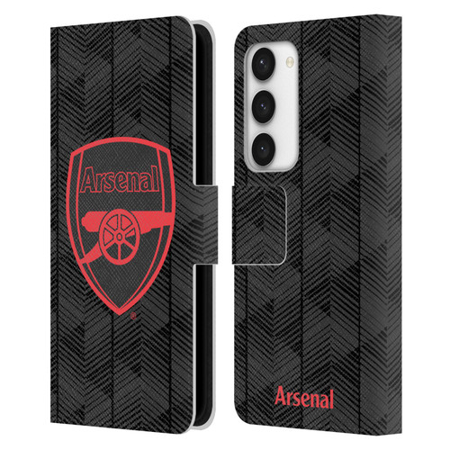 Arsenal FC Crest and Gunners Logo Black Leather Book Wallet Case Cover For Samsung Galaxy S23 5G