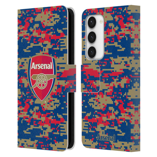 Arsenal FC Crest Patterns Digital Camouflage Leather Book Wallet Case Cover For Samsung Galaxy S23 5G