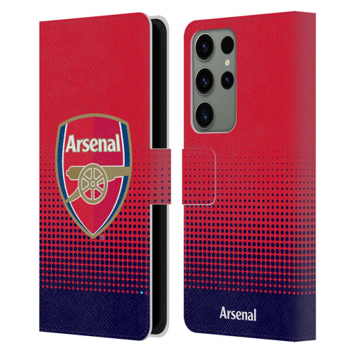 Arsenal FC Crest 2 Fade Leather Book Wallet Case Cover For Samsung Galaxy S23 Ultra 5G