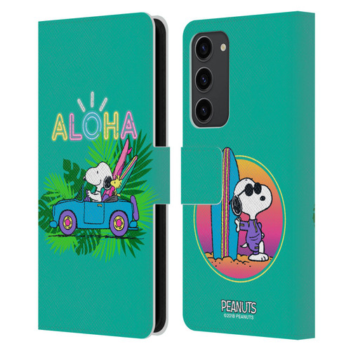 Peanuts Snoopy Aloha Disco Tropical Surf Leather Book Wallet Case Cover For Samsung Galaxy S23+ 5G