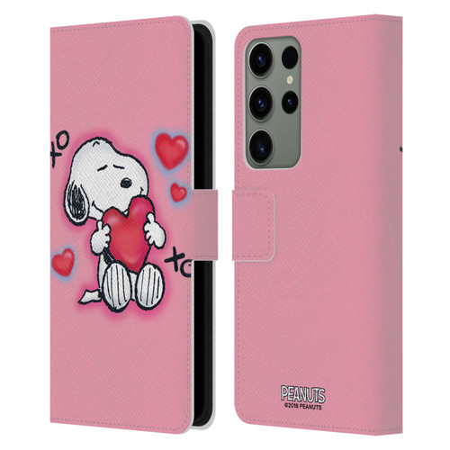 Peanuts Snoopy Boardwalk Airbrush XOXO Leather Book Wallet Case Cover For Samsung Galaxy S23 Ultra 5G