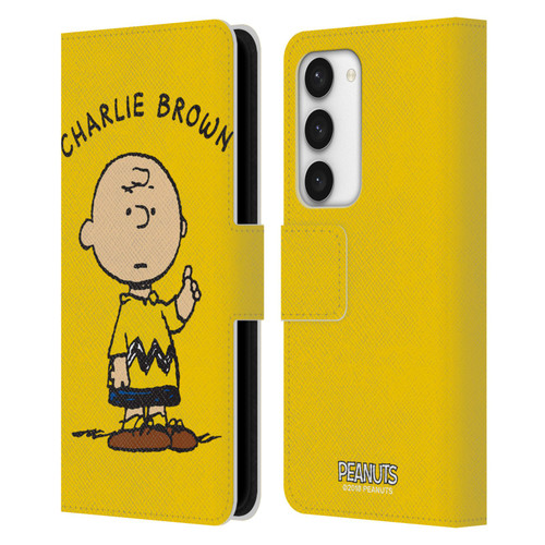 Peanuts Characters Charlie Brown Leather Book Wallet Case Cover For Samsung Galaxy S23 5G