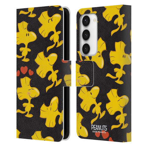 Peanuts Character Patterns Woodstock Leather Book Wallet Case Cover For Samsung Galaxy S23 5G
