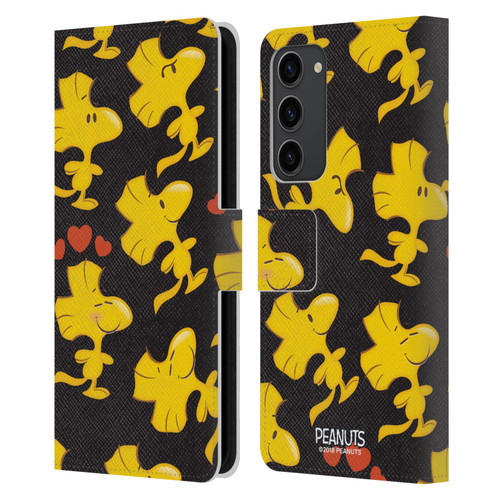 Peanuts Character Patterns Woodstock Leather Book Wallet Case Cover For Samsung Galaxy S23+ 5G