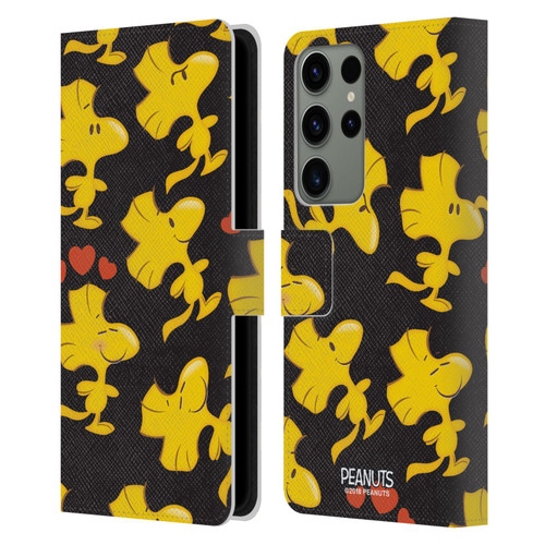 Peanuts Character Patterns Woodstock Leather Book Wallet Case Cover For Samsung Galaxy S23 Ultra 5G