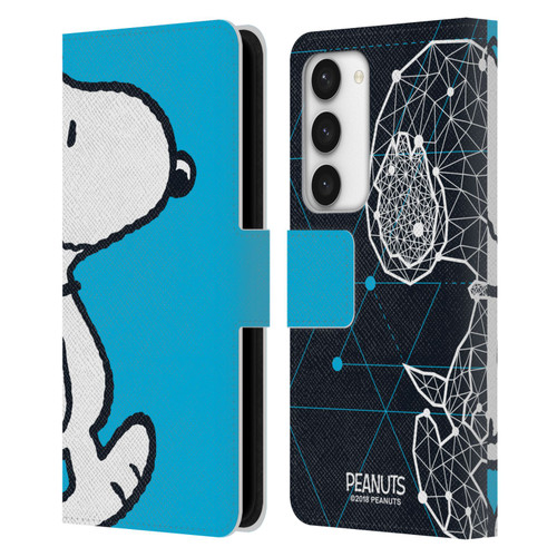 Peanuts Halfs And Laughs Snoopy Geometric Leather Book Wallet Case Cover For Samsung Galaxy S23 5G