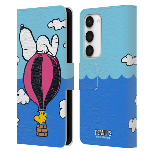 Peanuts Halfs And Laughs Snoopy & Woodstock Balloon Leather Book Wallet Case Cover For Samsung Galaxy S23 5G