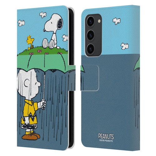 Peanuts Halfs And Laughs Charlie, Snoppy & Woodstock Leather Book Wallet Case Cover For Samsung Galaxy S23+ 5G