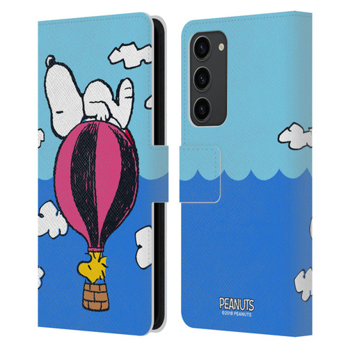 Peanuts Halfs And Laughs Snoopy & Woodstock Balloon Leather Book Wallet Case Cover For Samsung Galaxy S23+ 5G