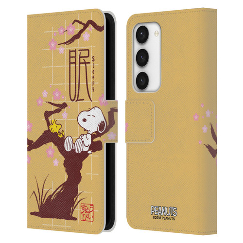 Peanuts Oriental Snoopy Sleepy Leather Book Wallet Case Cover For Samsung Galaxy S23 5G