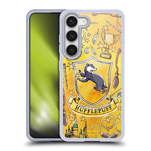 Harry Potter Deathly Hallows XIII Hufflepuff Pattern Soft Gel Case for Samsung Galaxy S23 5G & MagSafe
