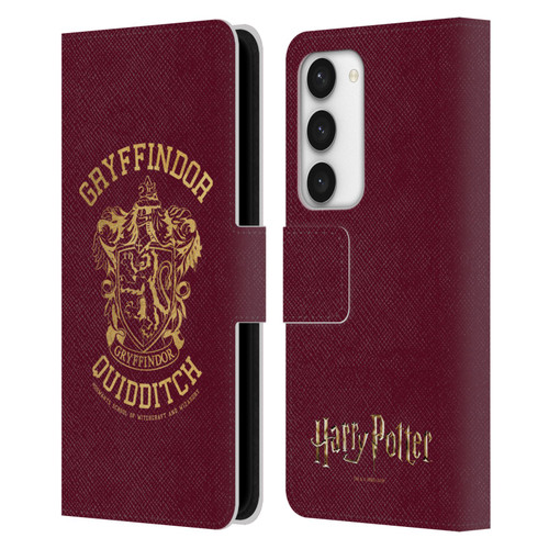 Harry Potter Deathly Hallows X Gryffindor Quidditch Leather Book Wallet Case Cover For Samsung Galaxy S23 5G
