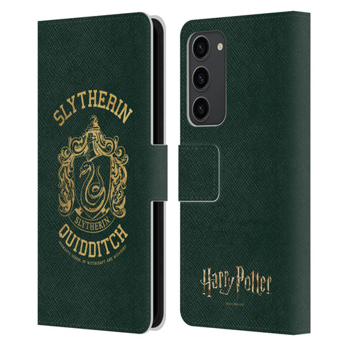 Harry Potter Deathly Hallows X Slytherin Quidditch Leather Book Wallet Case Cover For Samsung Galaxy S23+ 5G
