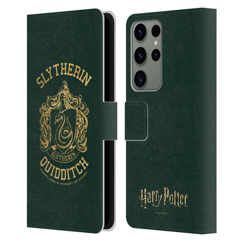 Harry Potter Deathly Hallows X Slytherin Quidditch Leather Book Wallet Case Cover For Samsung Galaxy S23 Ultra 5G