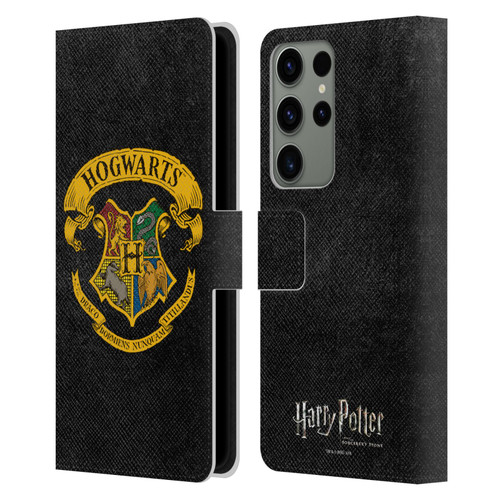 Harry Potter Sorcerer's Stone I Hogwarts Crest Leather Book Wallet Case Cover For Samsung Galaxy S23 Ultra 5G