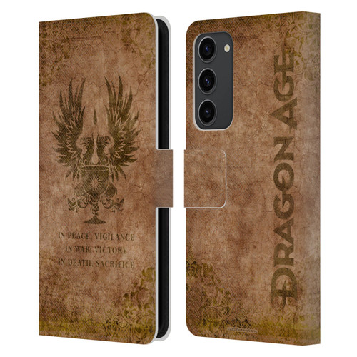 EA Bioware Dragon Age Heraldry Grey Wardens Distressed Leather Book Wallet Case Cover For Samsung Galaxy S23+ 5G