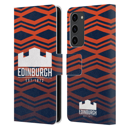 Edinburgh Rugby Graphics Pattern Gradient Leather Book Wallet Case Cover For Samsung Galaxy S23+ 5G