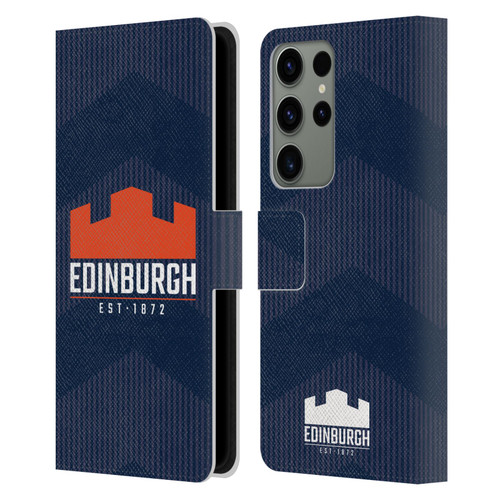 Edinburgh Rugby Graphics Lines Leather Book Wallet Case Cover For Samsung Galaxy S23 Ultra 5G