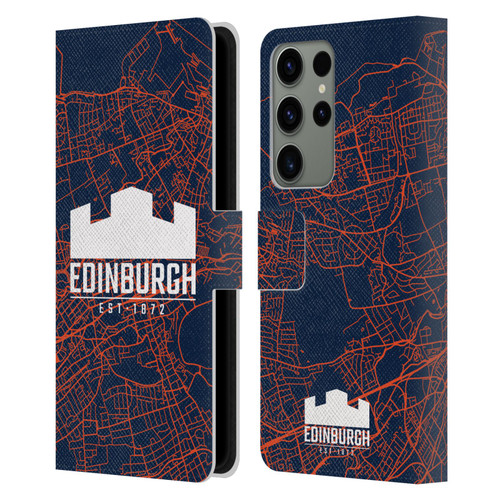 Edinburgh Rugby Graphics Map Leather Book Wallet Case Cover For Samsung Galaxy S23 Ultra 5G