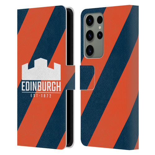 Edinburgh Rugby Logo Art Diagonal Stripes Leather Book Wallet Case Cover For Samsung Galaxy S23 Ultra 5G