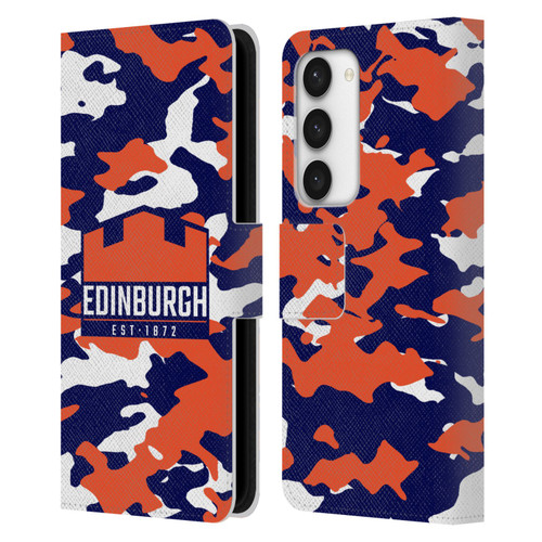 Edinburgh Rugby Logo 2 Camouflage Leather Book Wallet Case Cover For Samsung Galaxy S23 5G