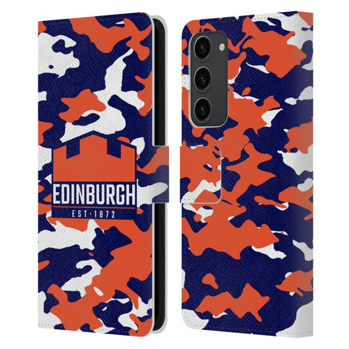 Edinburgh Rugby Logo 2 Camouflage Leather Book Wallet Case Cover For Samsung Galaxy S23+ 5G