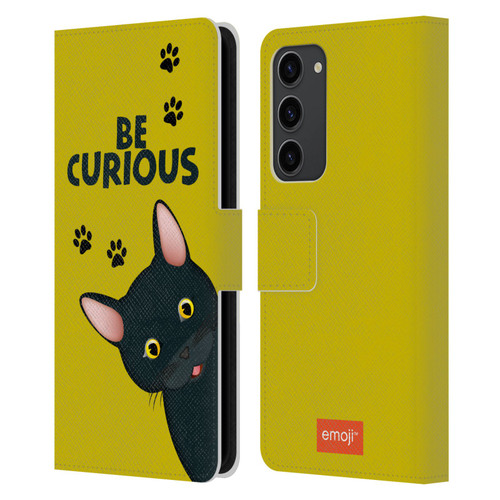 emoji® Cats Curious Leather Book Wallet Case Cover For Samsung Galaxy S23+ 5G