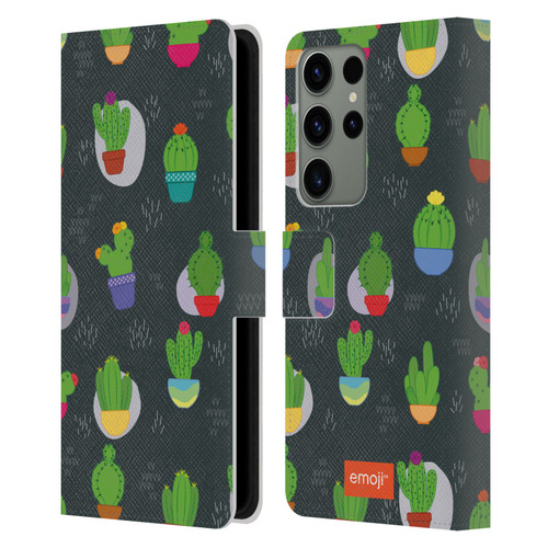 emoji® Cactus And Pineapple Pattern Leather Book Wallet Case Cover For Samsung Galaxy S23 Ultra 5G