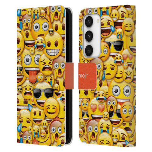 emoji® Full Patterns Smileys Leather Book Wallet Case Cover For Samsung Galaxy S23 5G