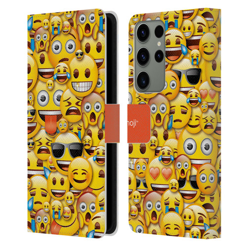 emoji® Full Patterns Smileys Leather Book Wallet Case Cover For Samsung Galaxy S23 Ultra 5G