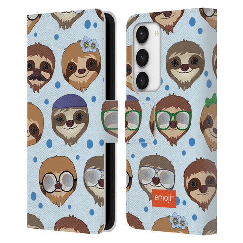 emoji® Sloth Pattern Leather Book Wallet Case Cover For Samsung Galaxy S23 5G